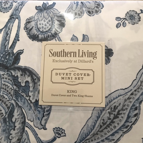 ⚡️SOUTHERN LIVING Kennsington Duvet Cover Mini Set Jacobean Sateen Floral Print - Picture 3 of 5